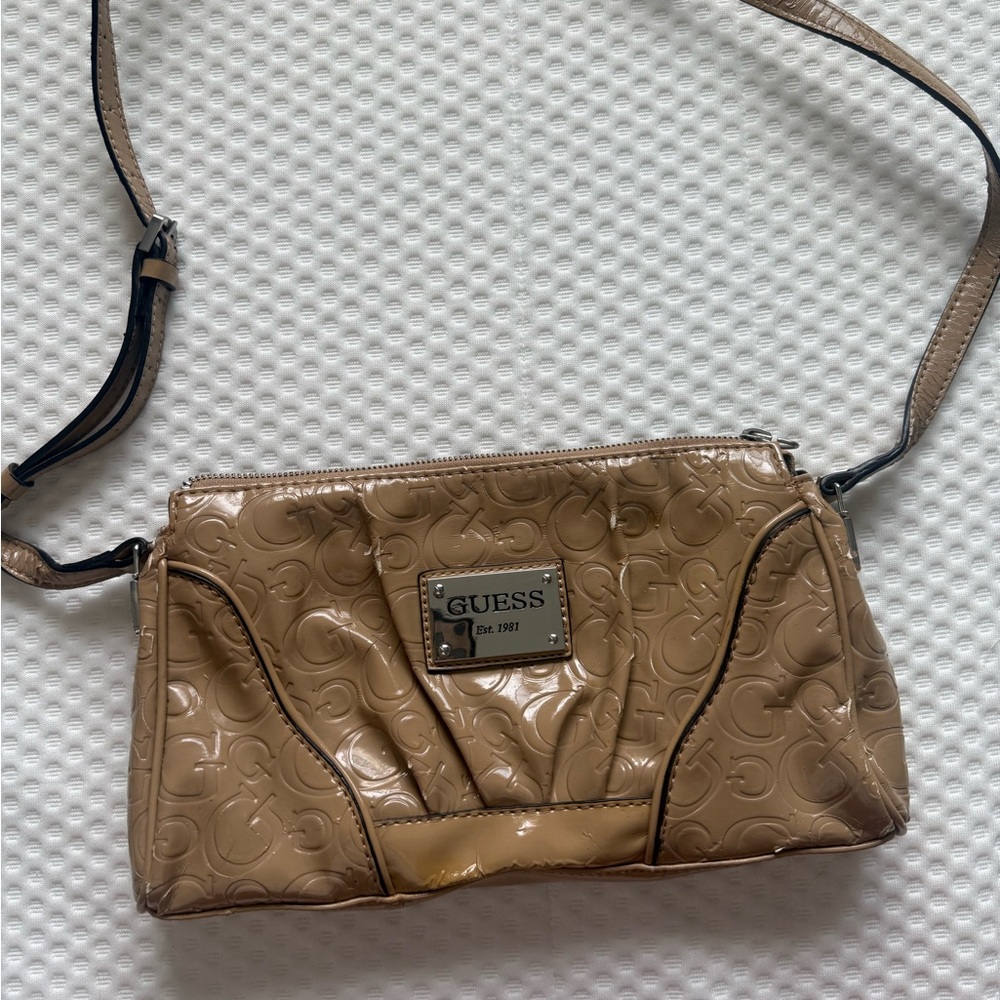 Vintage GUESS Embossed Tan Crossbody Bag